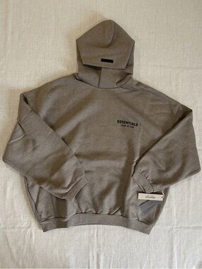 Fear of God Essentials Hoodie XXL Heather Grey Oversized Fleece Logo NWT
